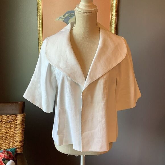Boutique Essentials White Linen Blend Jacket - Picture 1 of 7